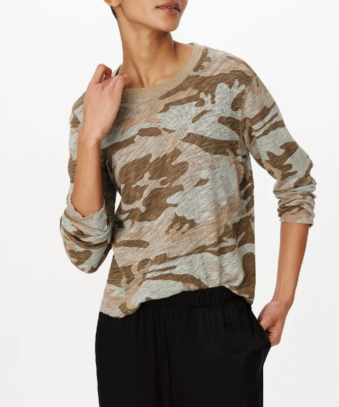 Absurdly Cheap Sale Slub Jersey Long Sleeve Destroyed Wash Crop Tee - Faded Army-Multi