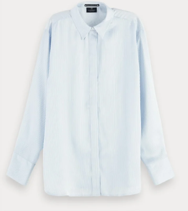 Fashionable Women's Wardrobe Oversized Silky Blouse In Light Blue