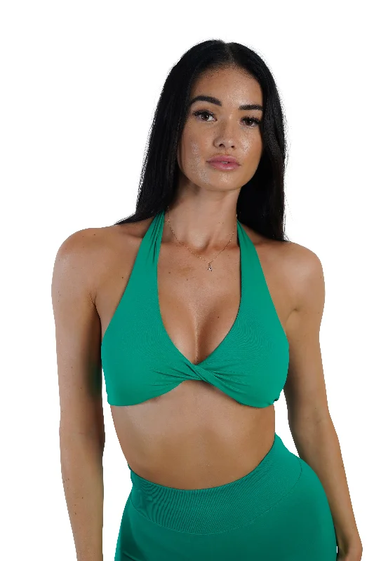 Minimalist Women's Fashion Clothing Twist Halter Bra - Green