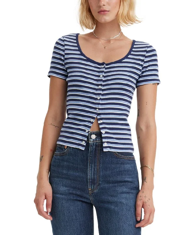 New Season Fashion Preview Levi's  Short Sleeve Britt Snap Front Top - FRUITY STRIPE NAVAL ACADEMY