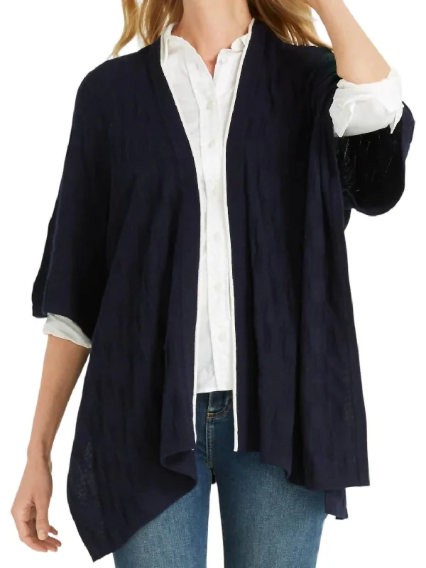 Wardrobe Refresh Check Cape Sweater In Nassau Navy