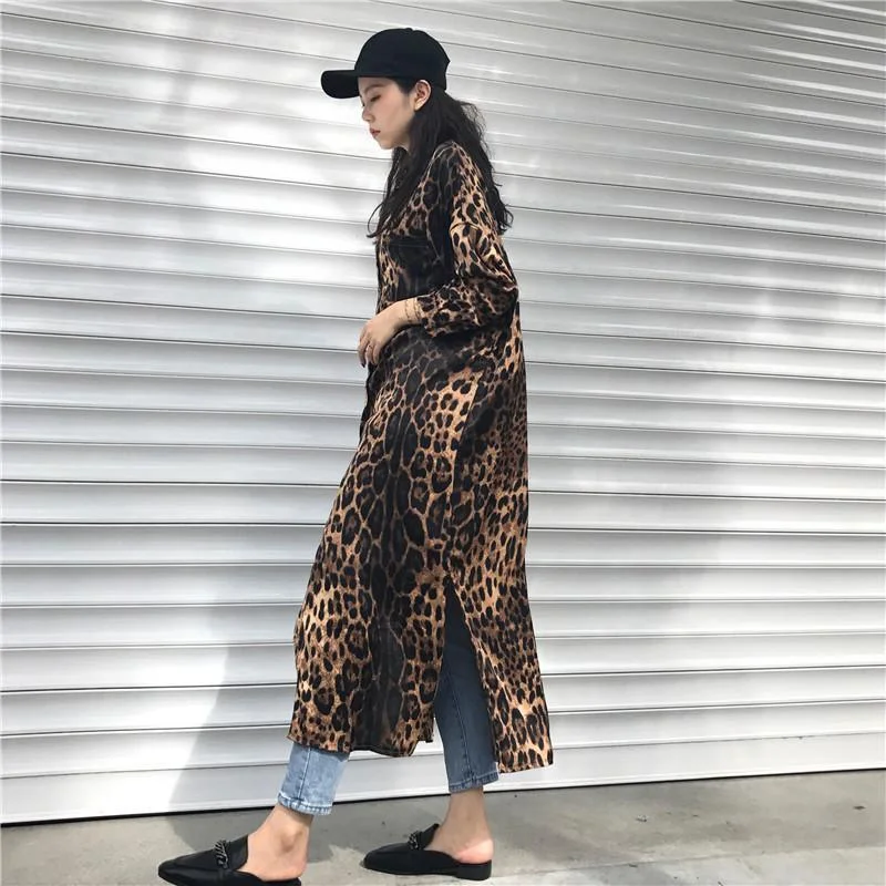 Discover Now FashionSierra - Leopard print shirt dress women long sleeve causal loose split dress Fashion summer streetwear Button up korean dresses vestidso