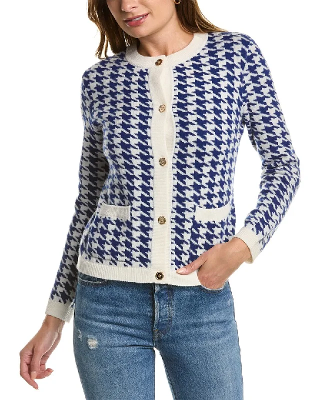 Chic Wardrobe Kier+J Houndstooth Wool & Cashmere-Blend Cardigan