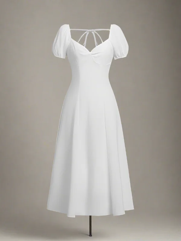 Fashion Frontiers Adeline White Maxi Dress with Puff Sleeves