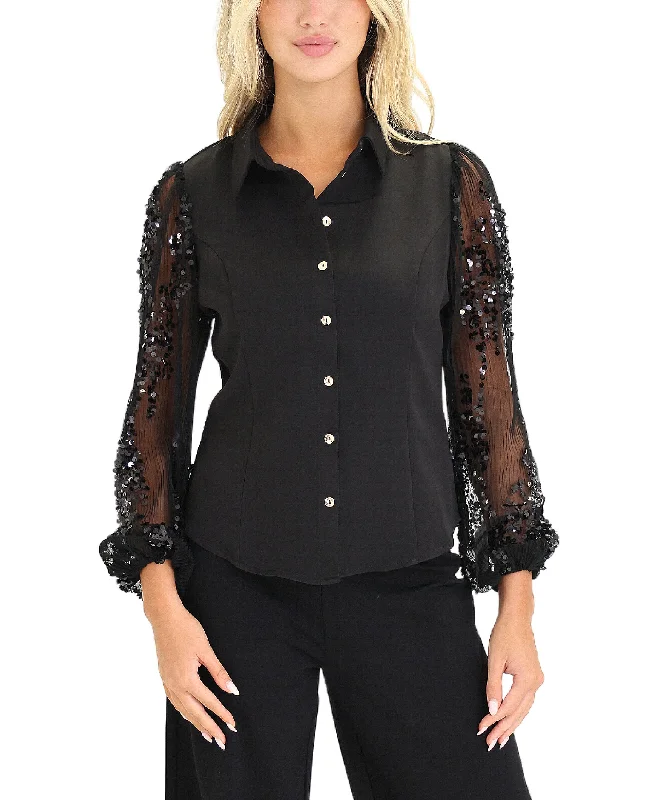 Limited Time Offer Blouse w/ Sequin Sleeves