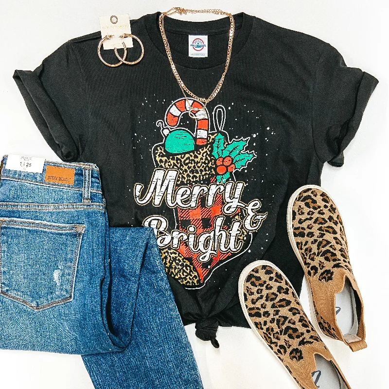 Flash Sales Last Chace Size Small & Med. | Merry and Bright Short Sleeve Graphic Tee in Black