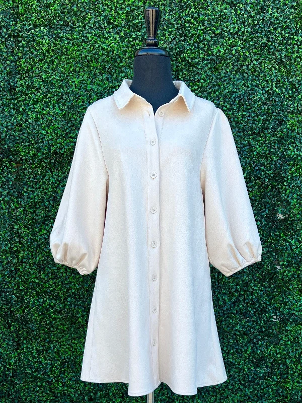 Stylish Loungewear for Women Vegan Suede Button Down Dress