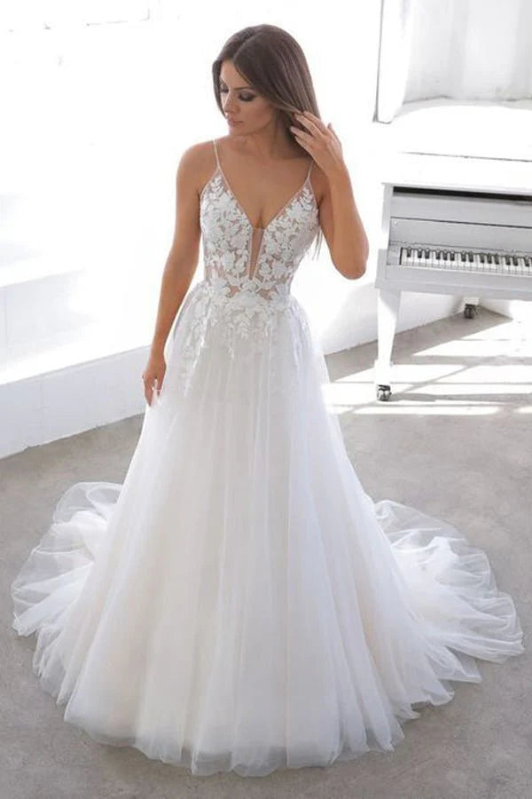 Modern Women's Apparel Wedding Dresses Awesome Backless With Appliques And Strapss