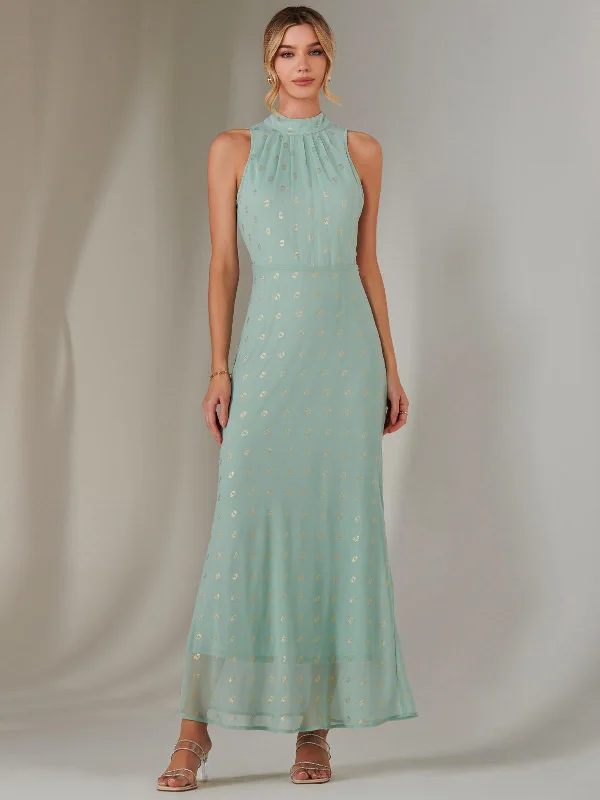 Wardrobe Update Halterneck Maxi Dress, Mint Green