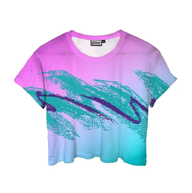 Women's Stylish Outerwear 90's Swoosh Vaporwave Crop Tee