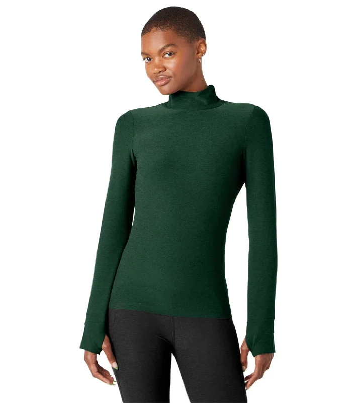 Premium Fabrics Beyond Yoga Spacedye Captivating Turtleneck Pullover Forest Green/Pine