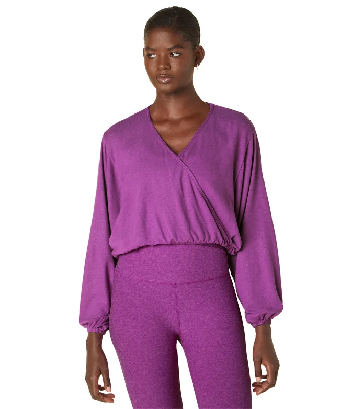 Travel Essentials Beyond Yoga Wrapped Up Pullover Plum