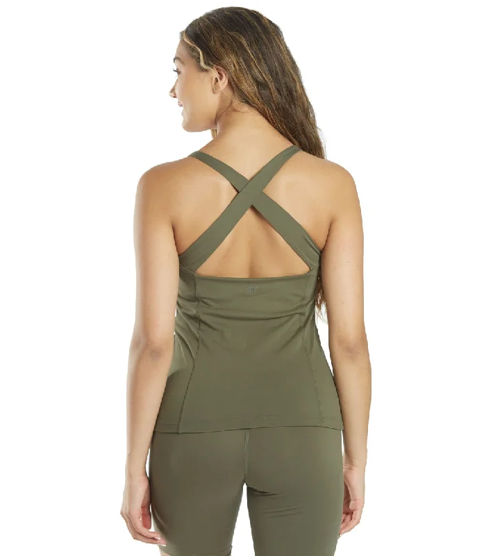 Casual Fashion Everyday Yoga Elevated Support Tank Dark Olive