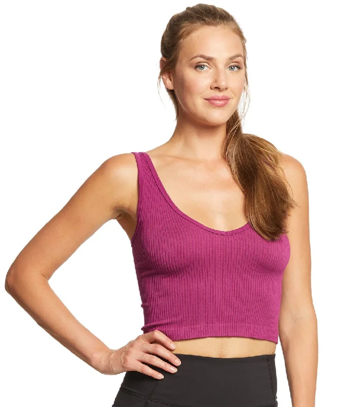 Buy More, Save More Free People Solid Rib Brami Yoga Crop Top Plum