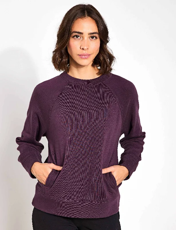 Affordable Women's Clothing Online Cotton Rich Crew Neck Sweatshirt - Blackberry