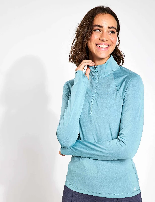 Trendy Styles Funnel Neck Half Zip Running Top - Blue