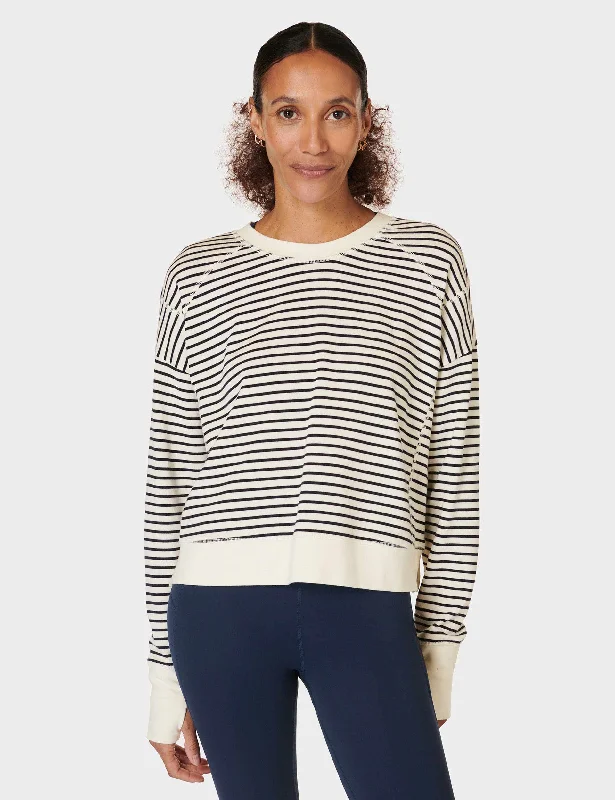 Unbeatable Prices After Class Crop Sweatshirt - Lily White Stripe