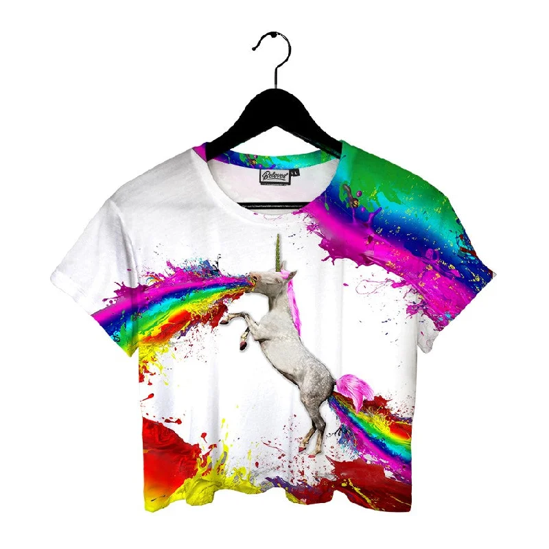 Casual Fashion for Women Unicorn Spew Crop Tee